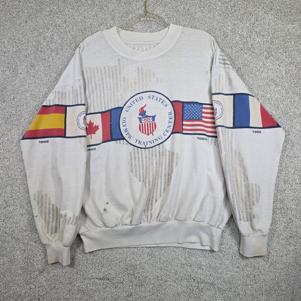 Vintage USA Olympic Training Center Flags of the World Long Sleeve Shirt Size XL